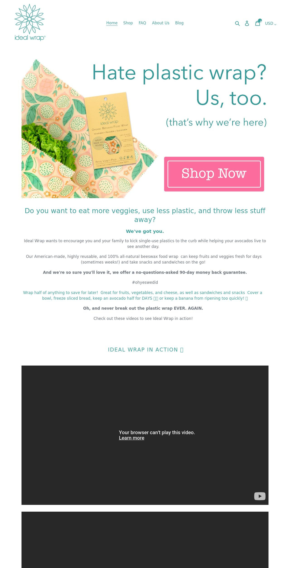 idealwrap.com shopify website screenshot