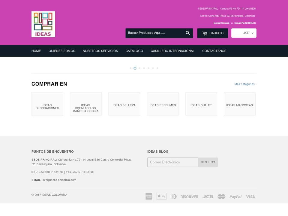 ideas-colombia.com shopify website screenshot