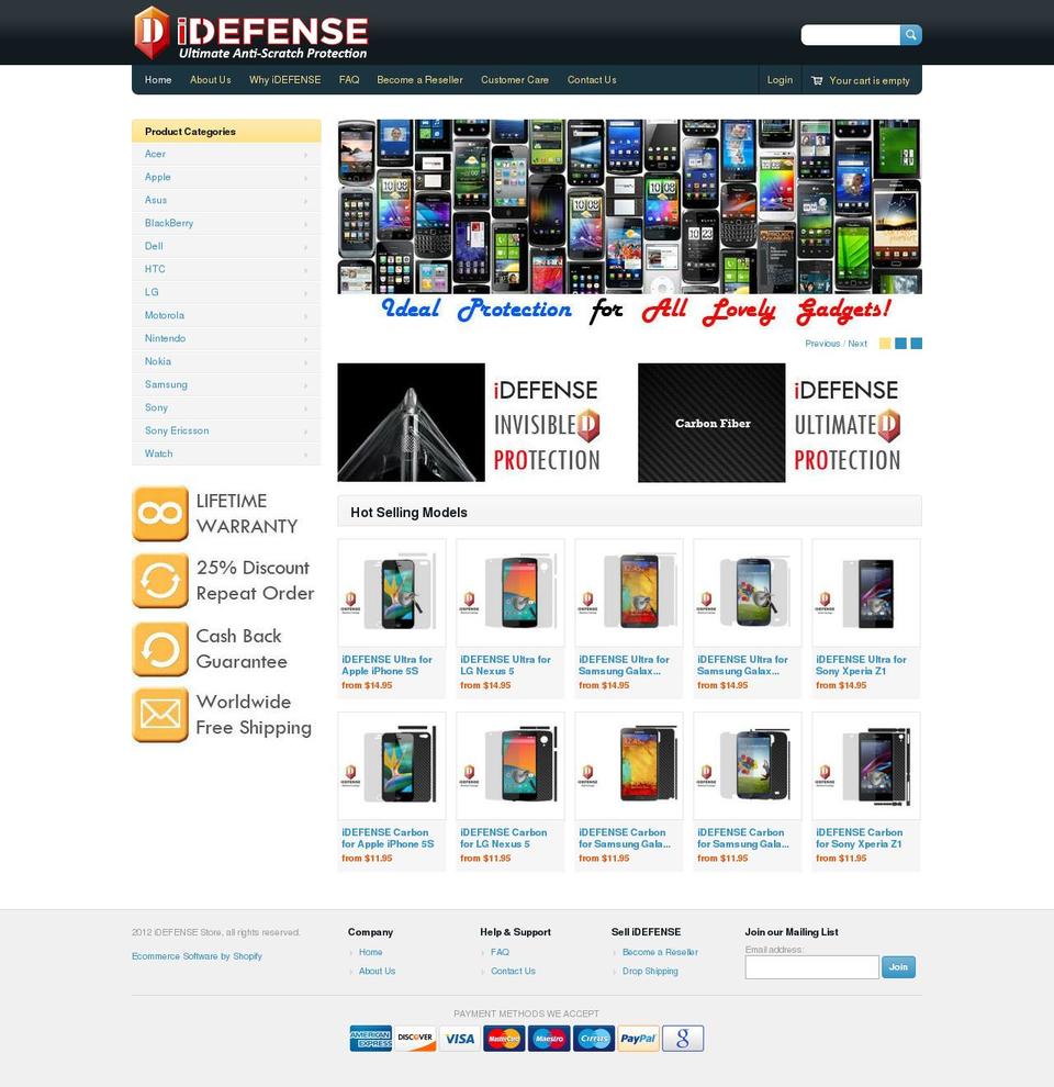 idefense-store.com — Shopify storefront screenshot