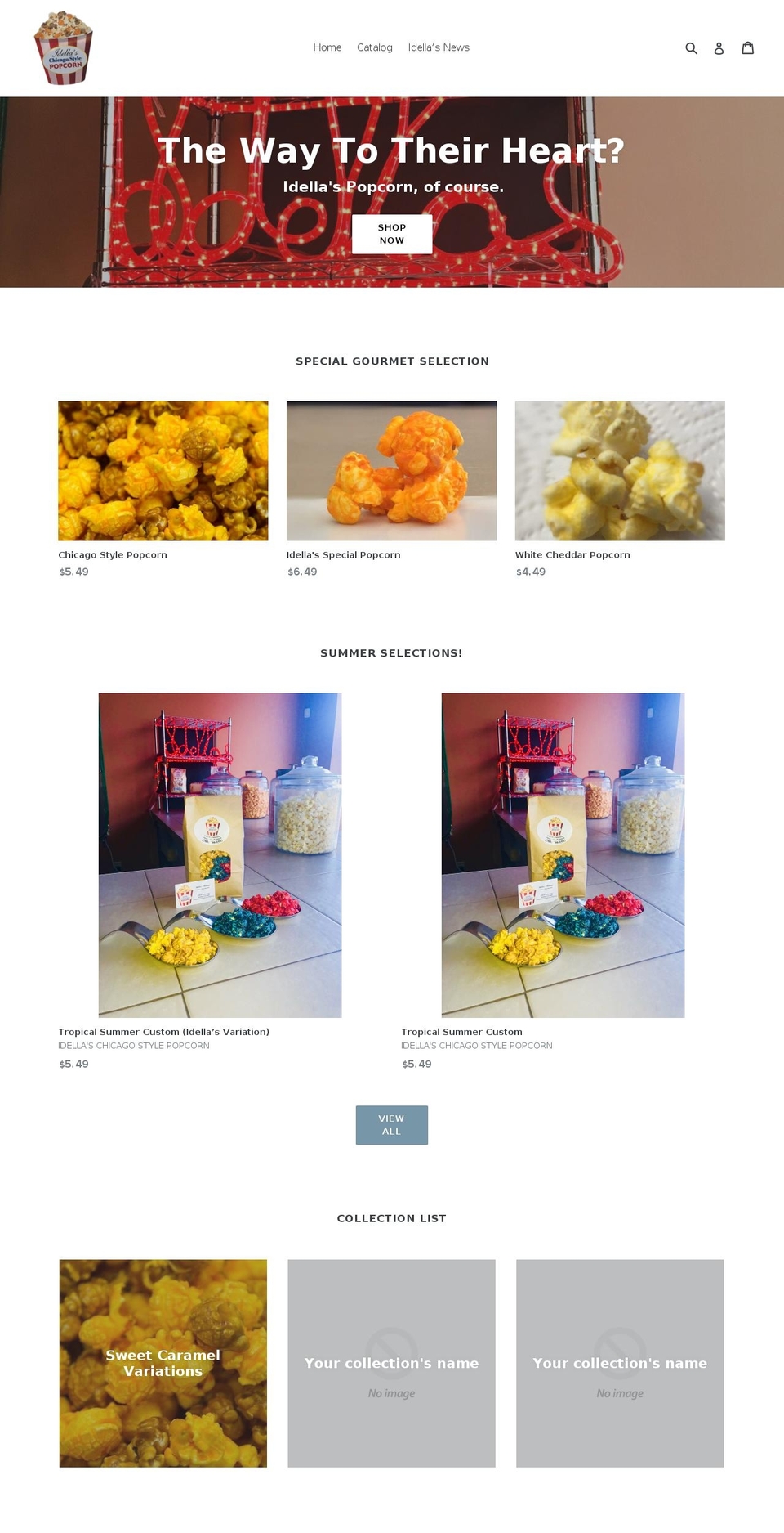 idellaspopcorn.com — Shopify storefront screenshot