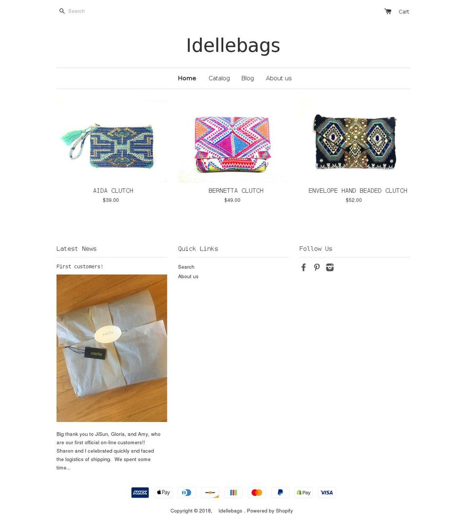 idellebags.com shopify website screenshot