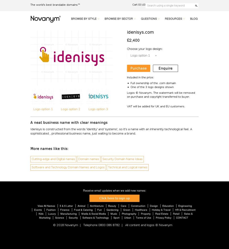 idenisys.com — Shopify storefront screenshot