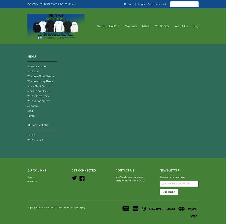 identi-tees.net shopify website screenshot