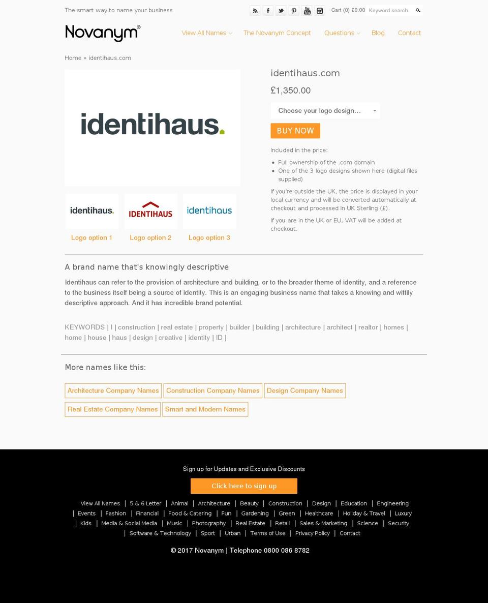 identihaus.com shopify website screenshot