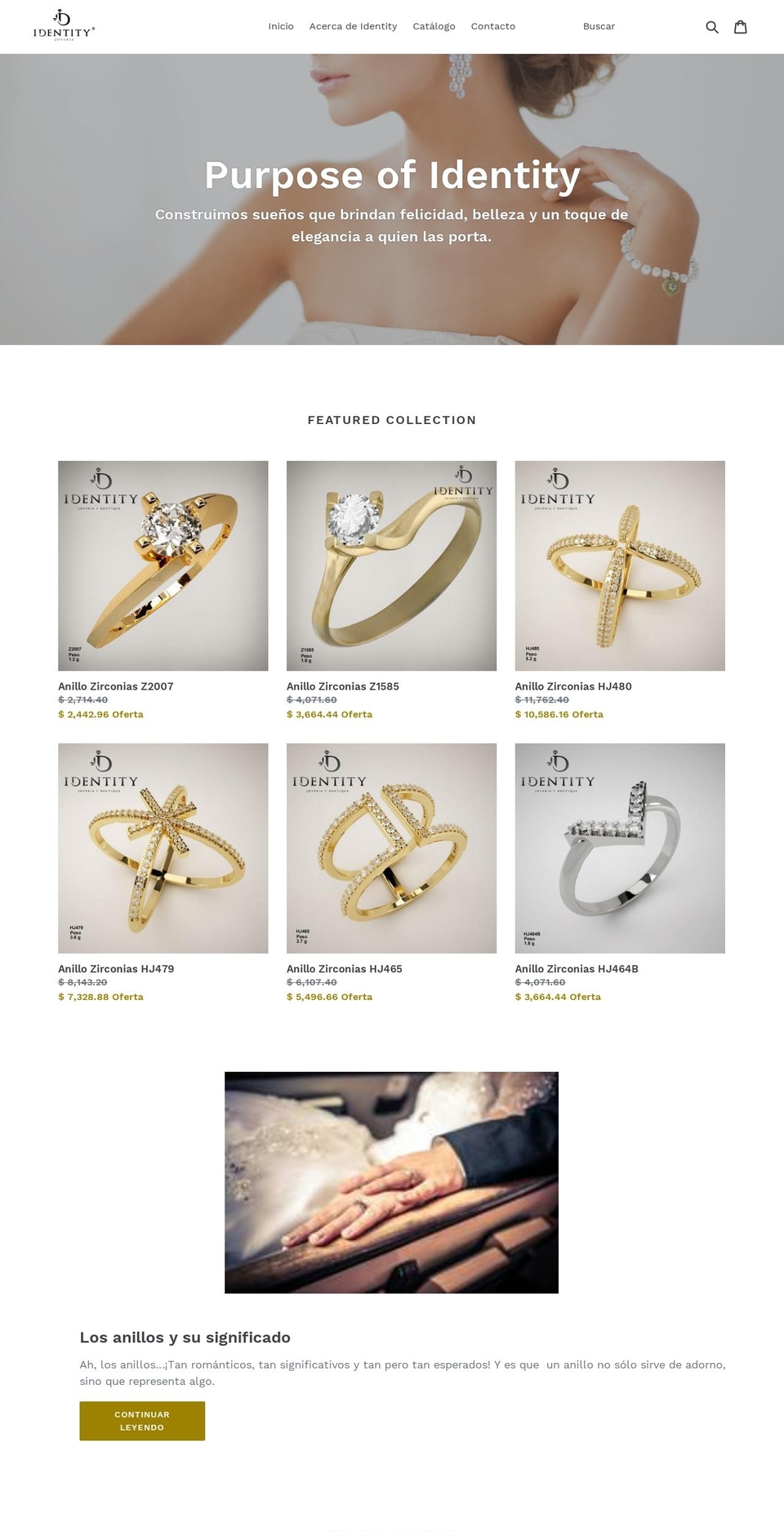 identityjoyeria.com — Shopify storefront screenshot