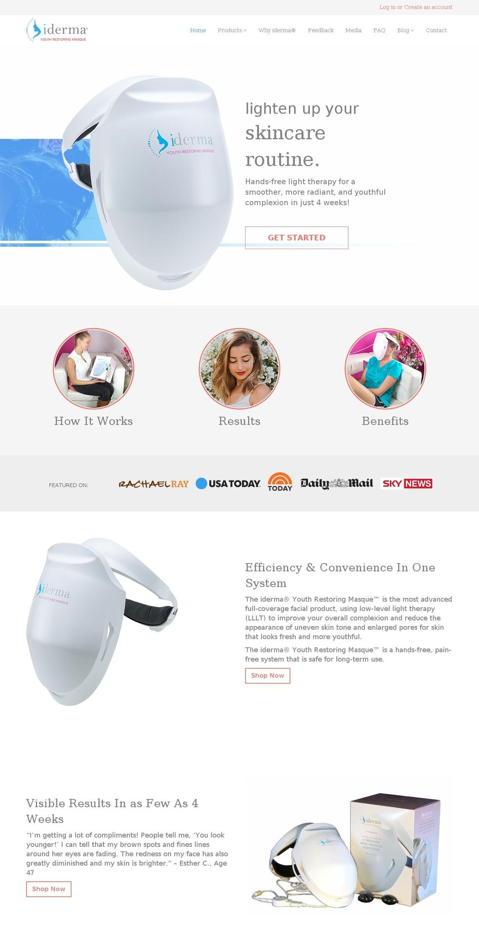 idermaskincare.com shopify website screenshot