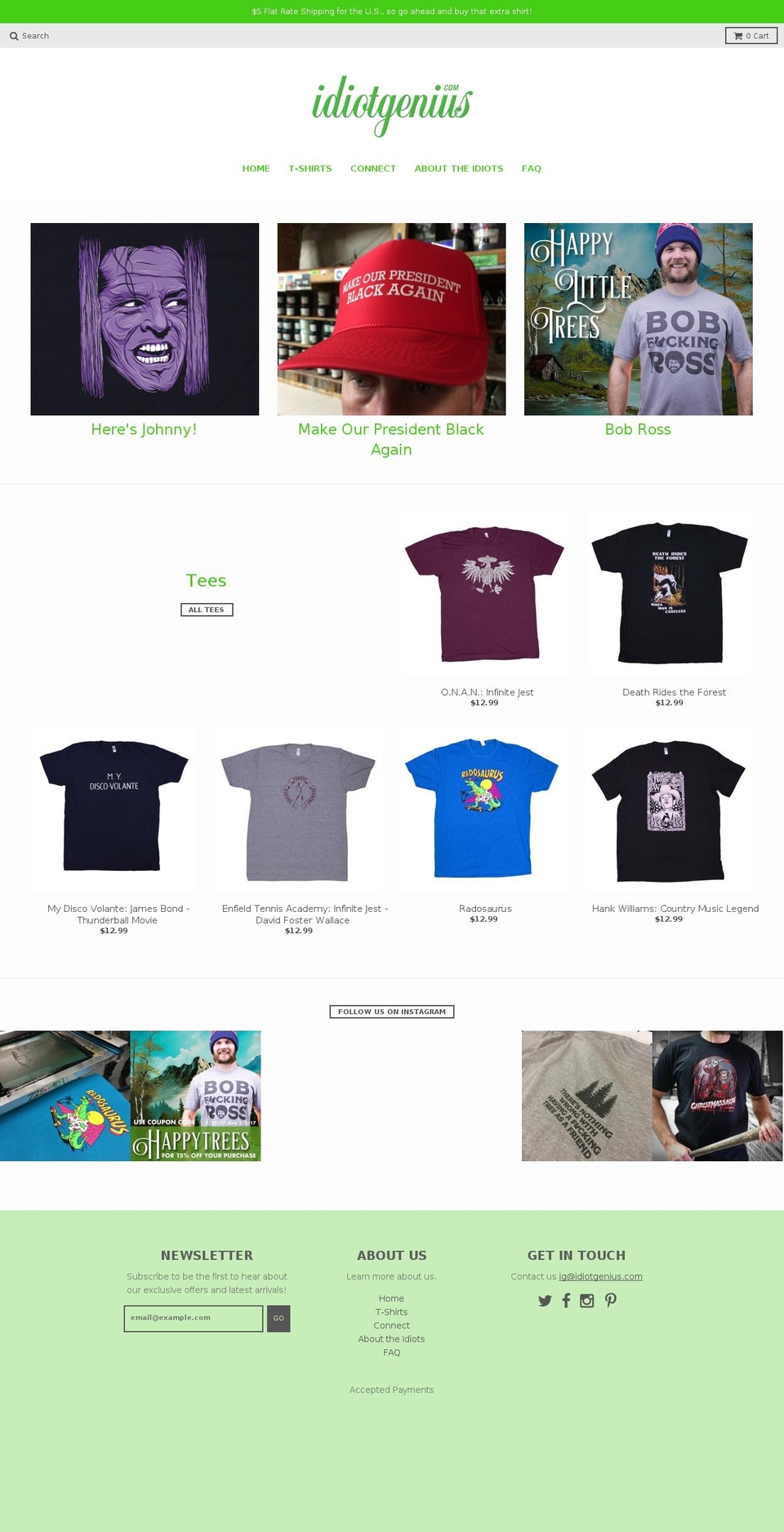 idiotgenius.net shopify website screenshot