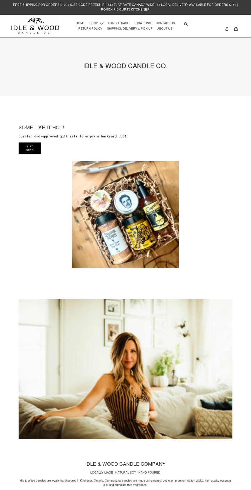 idleandwood.ca shopify website screenshot