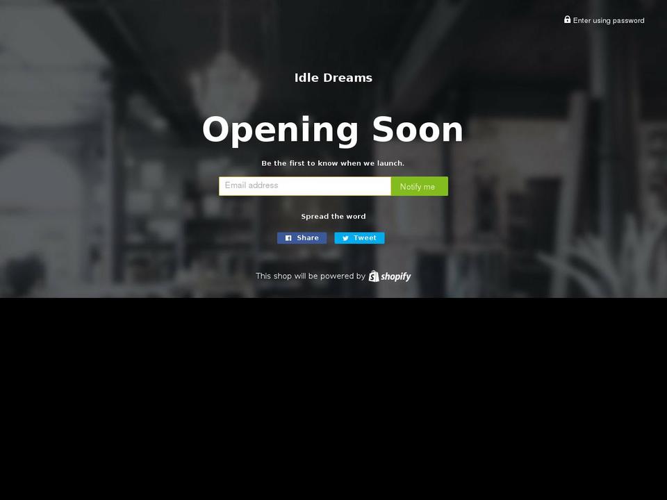 idledreams.com — Shopify storefront screenshot