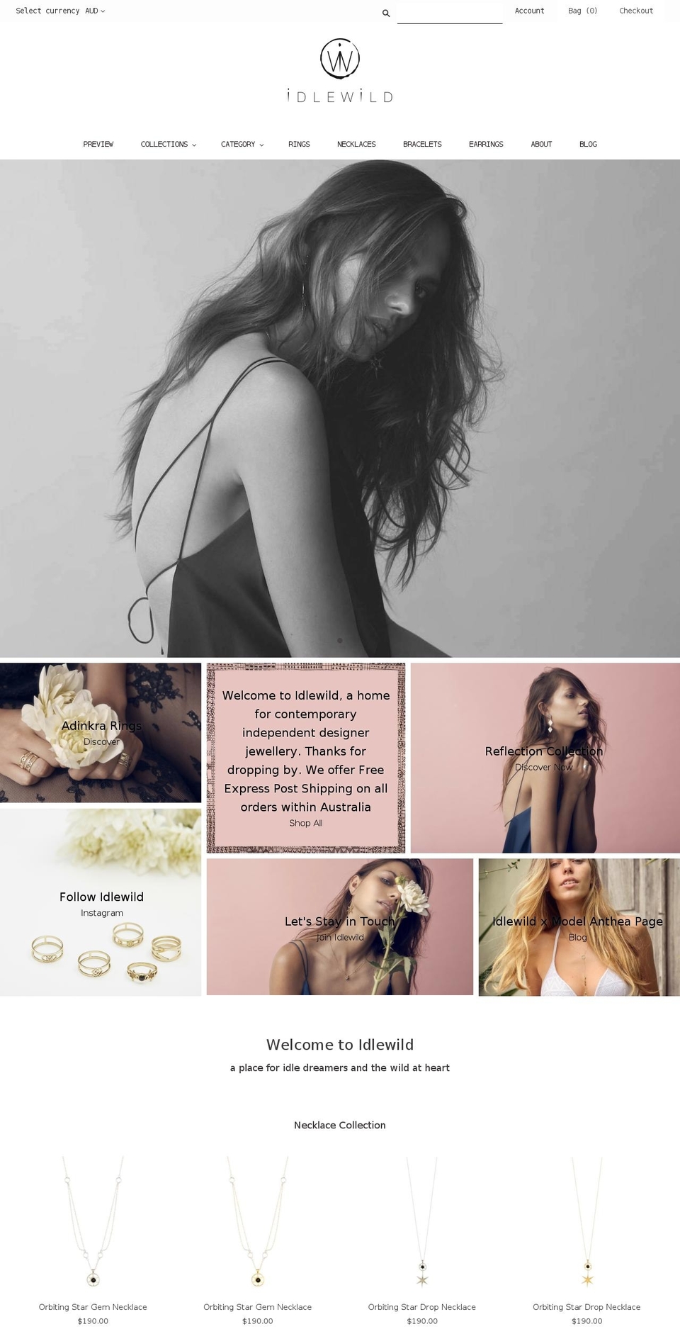 idlewildaccessories.com shopify website screenshot