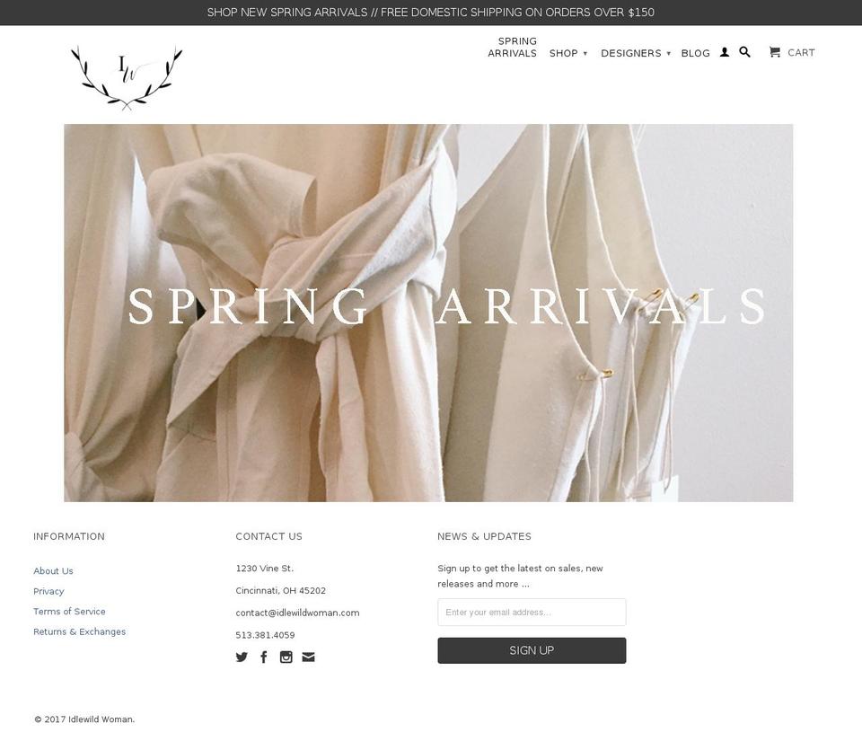 idlewildwoman.com shopify website screenshot