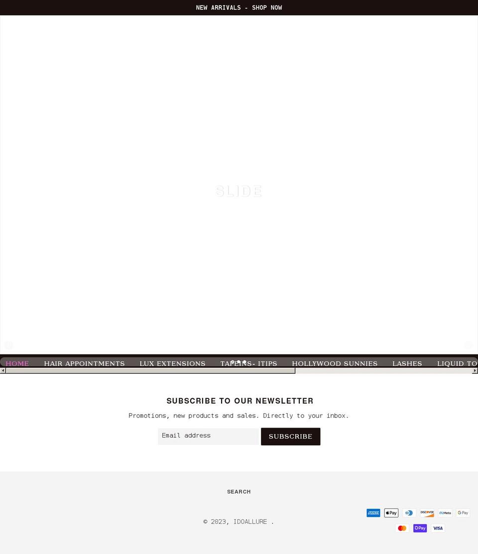 idoallure.com shopify website screenshot