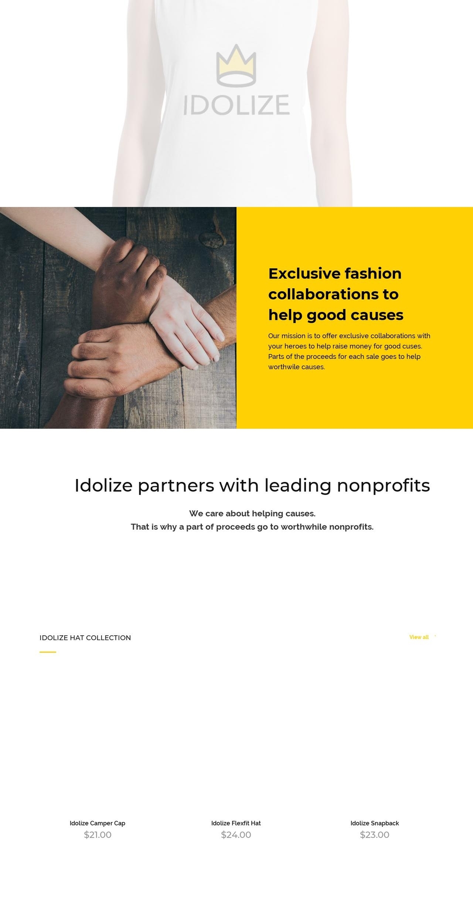 idolize.org shopify website screenshot