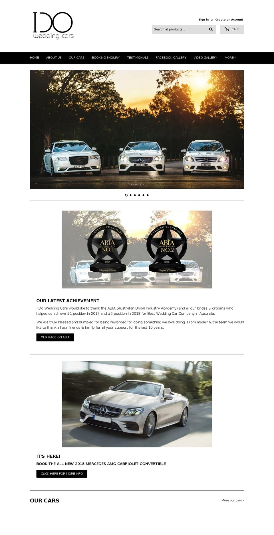 idoweddingcars.com.au shopify website screenshot