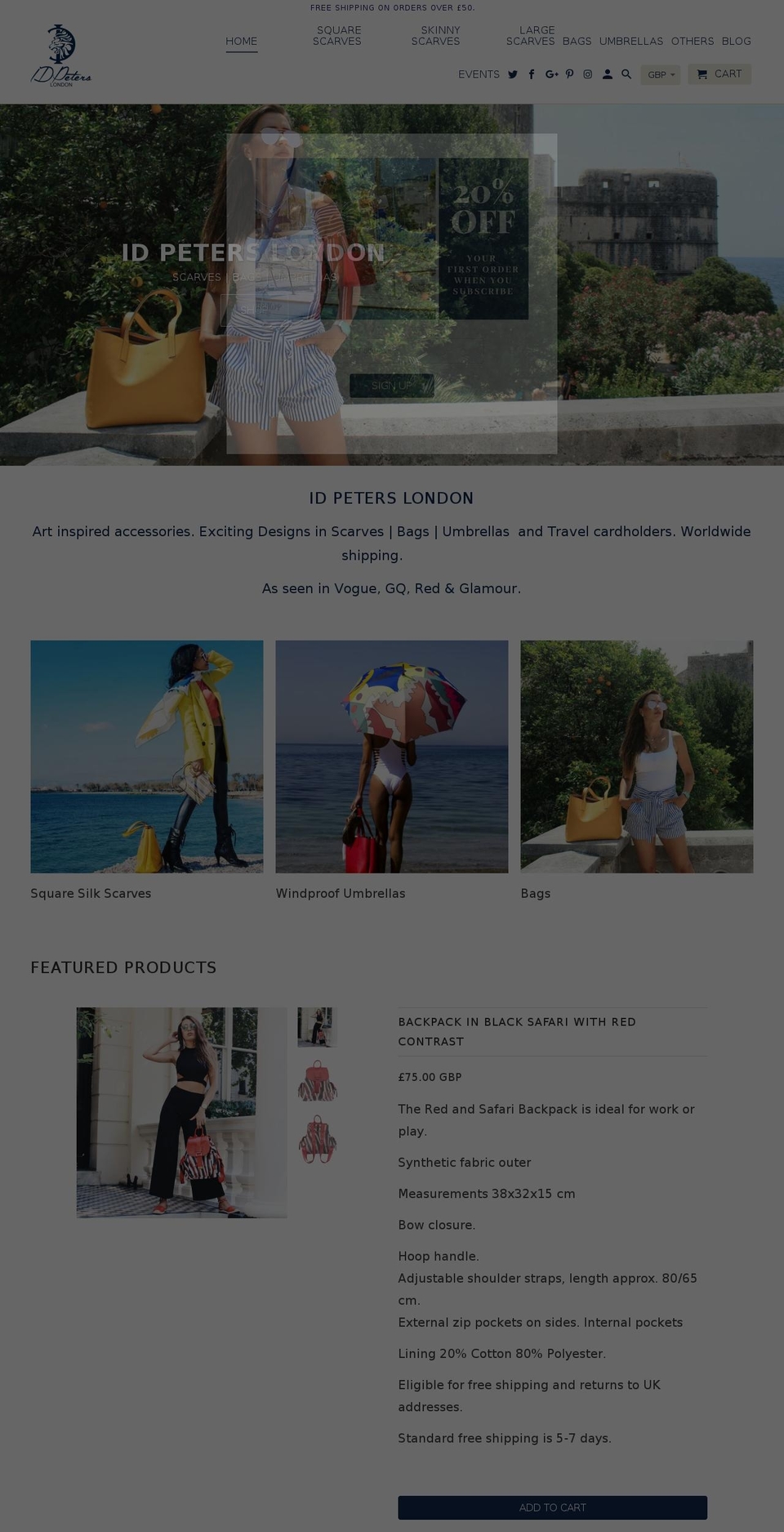 idpeters.co.uk shopify website screenshot