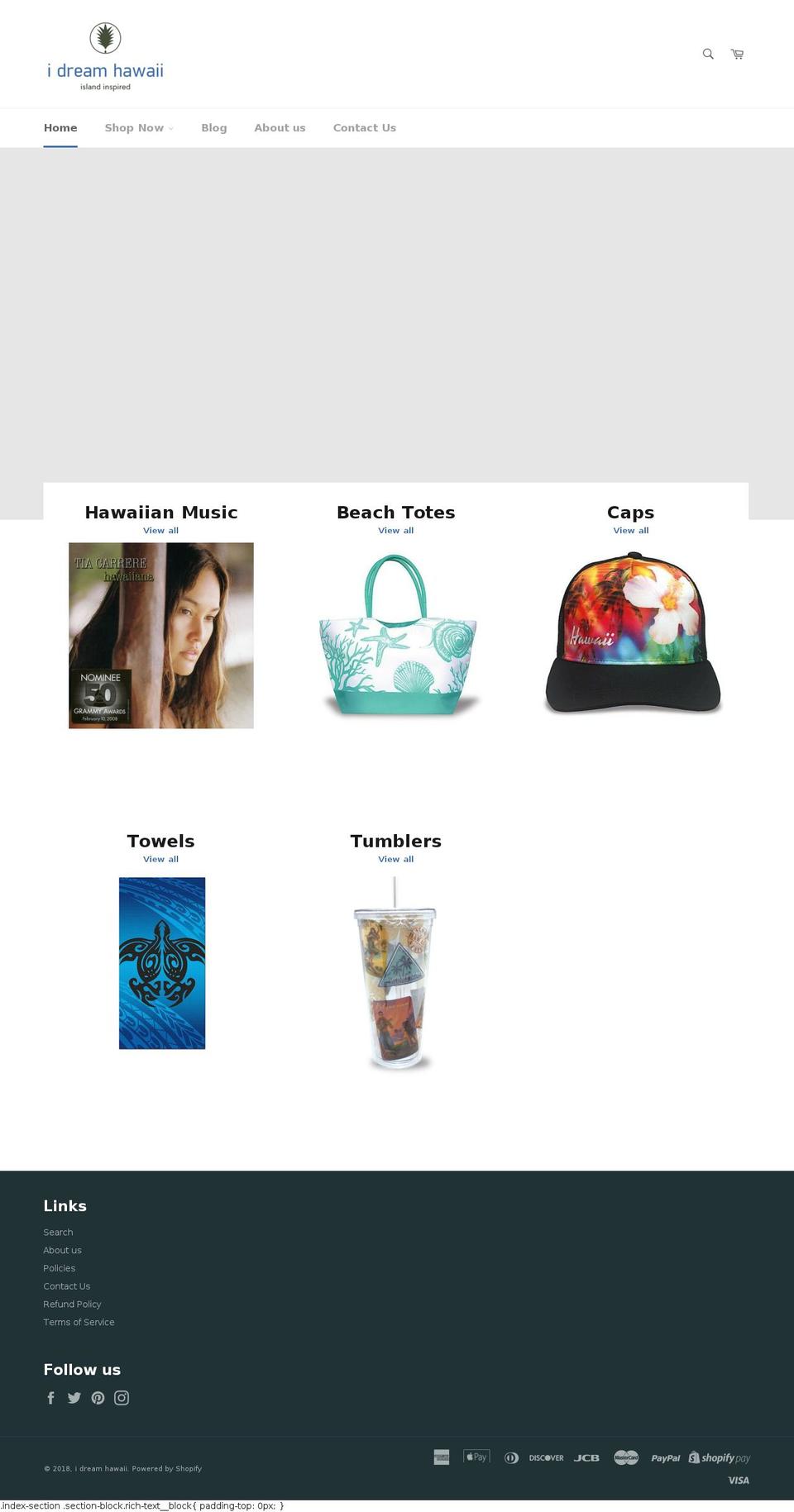 idreamhawaii.com — Shopify storefront screenshot