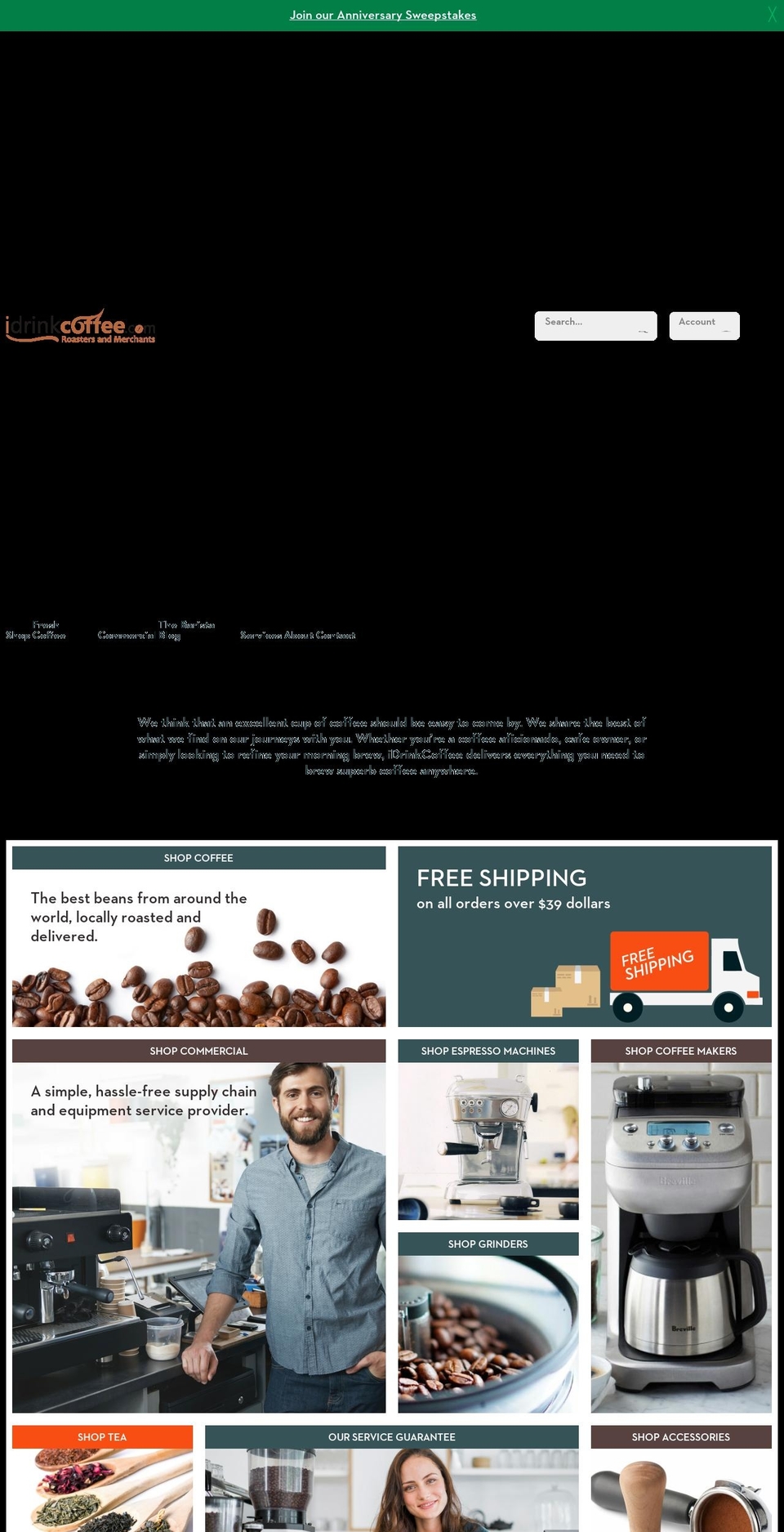 idrinkcoffee.ca shopify website screenshot