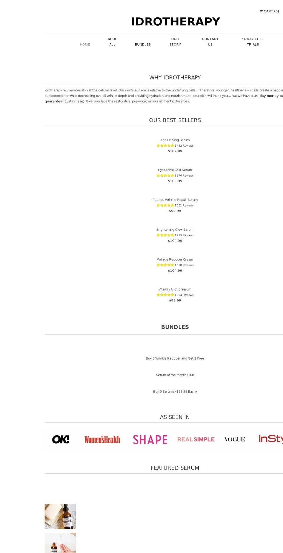 idrotherapy.com shopify website screenshot