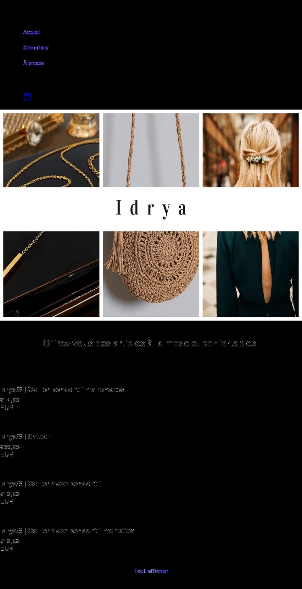 idrya.com shopify website screenshot