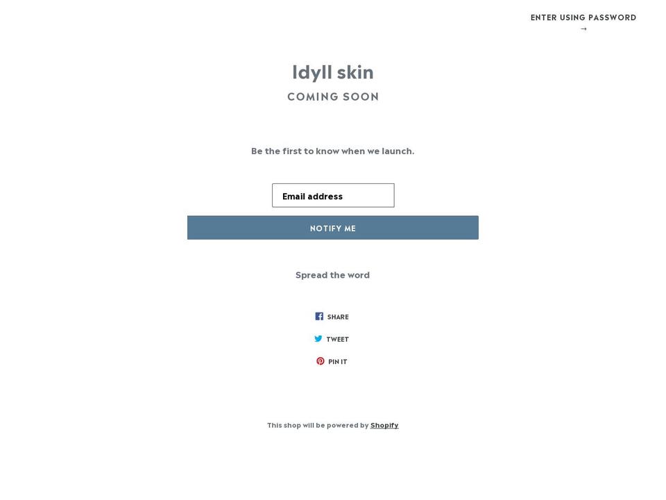 idyllskin.com — Shopify storefront screenshot