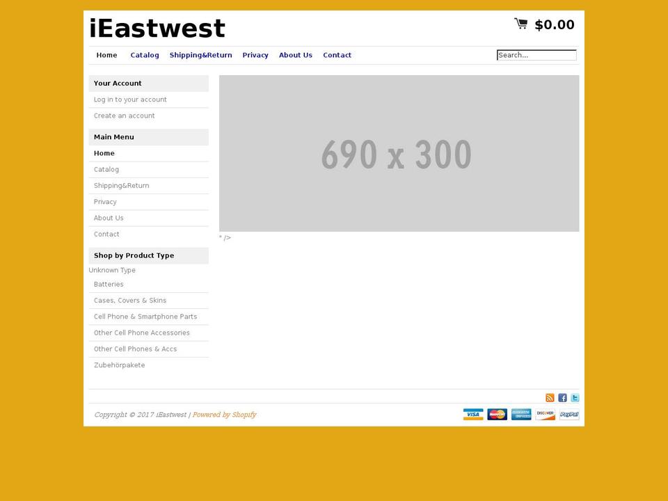 ieastwest.com shopify website screenshot