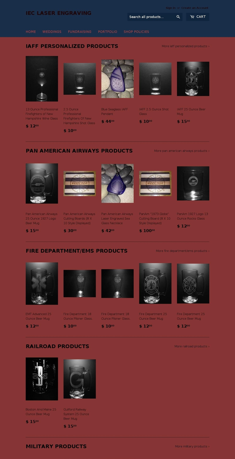 ieclaserengraving.com shopify website screenshot