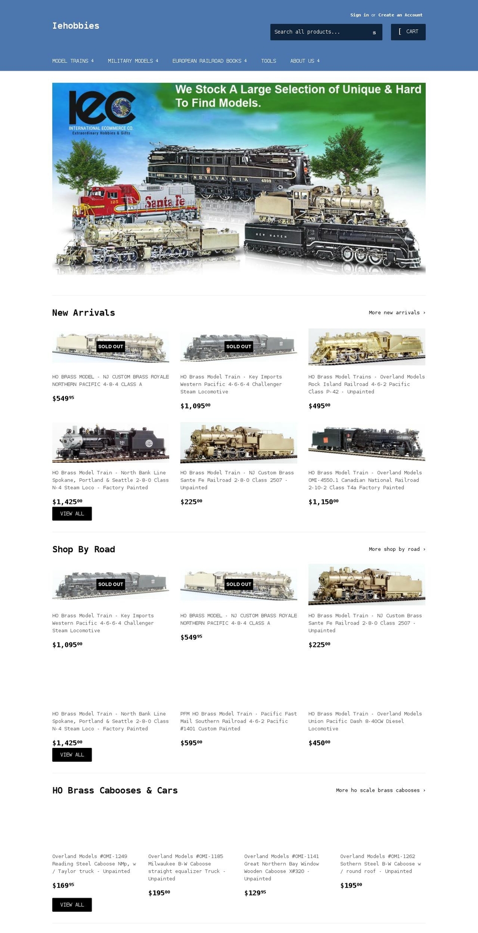 iehobbies.com shopify website screenshot