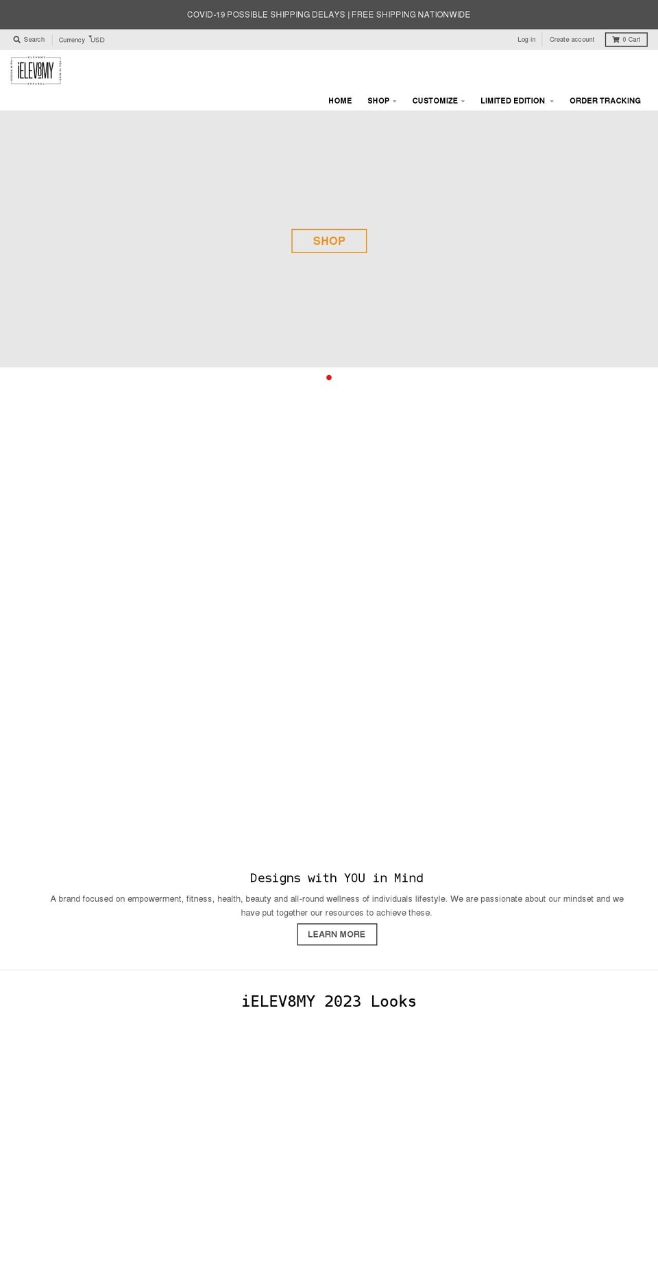 ielev8my.com shopify website screenshot