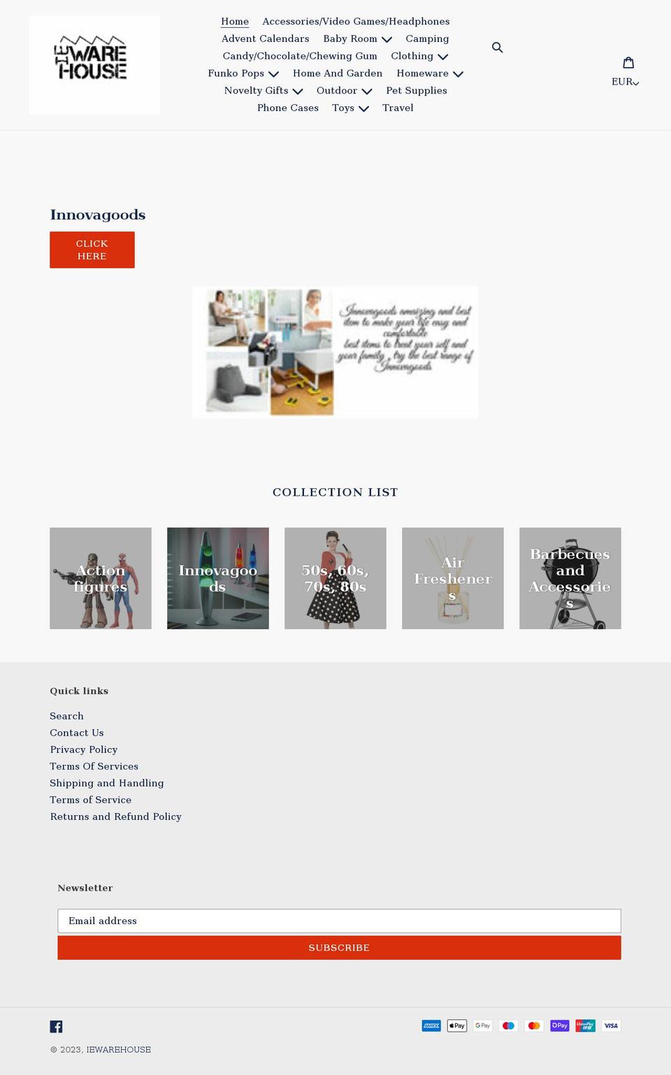 iewarehousestore.com shopify website screenshot