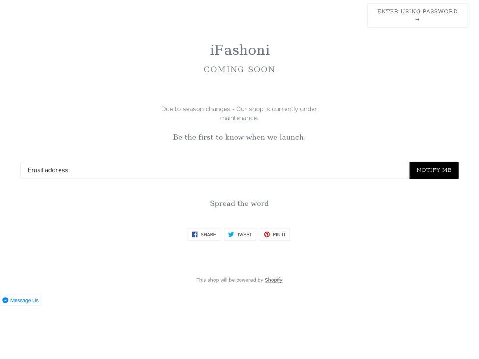 ifashoni.com — Shopify storefront screenshot