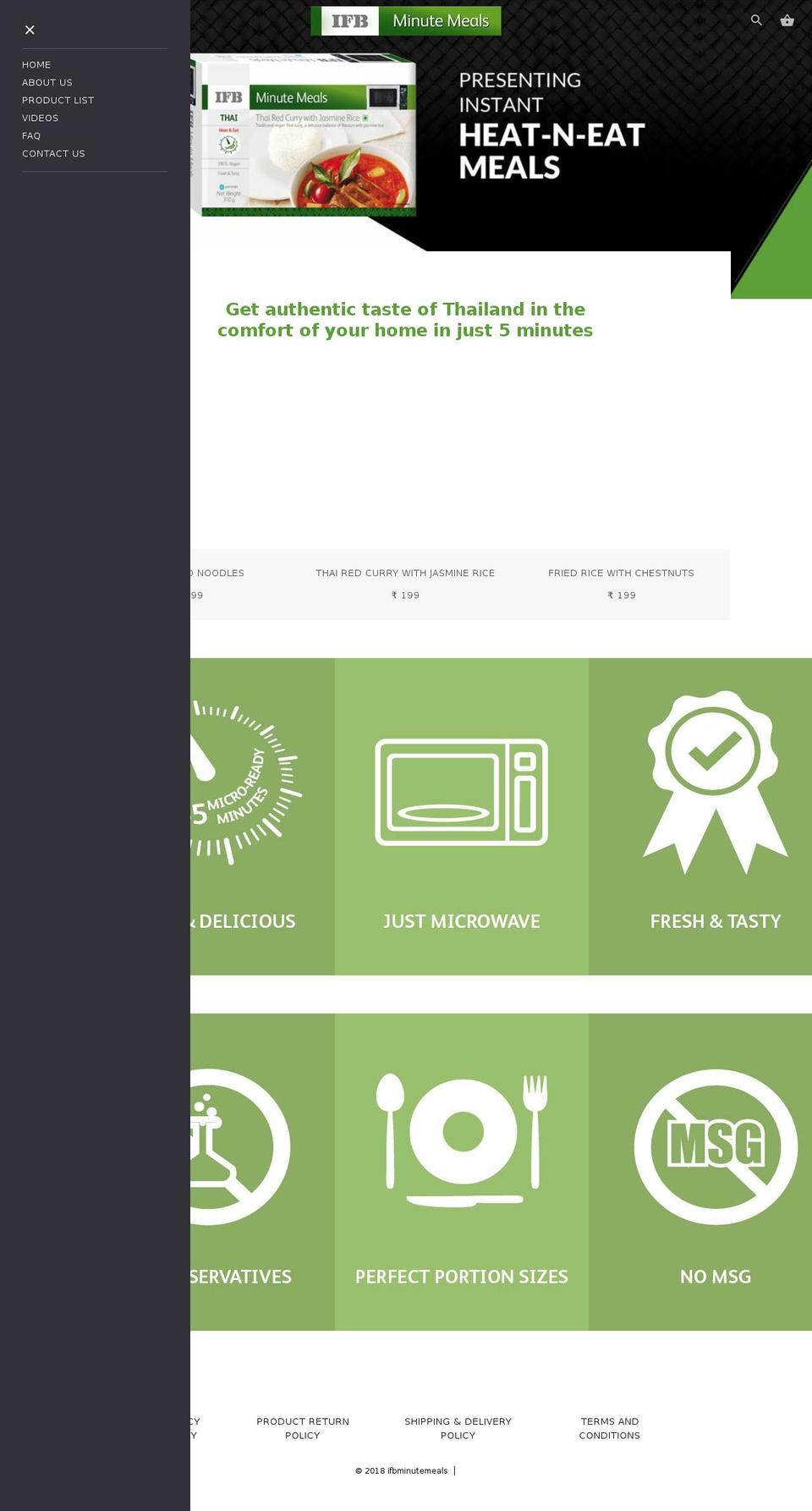 ifbminutemeals.com shopify website screenshot