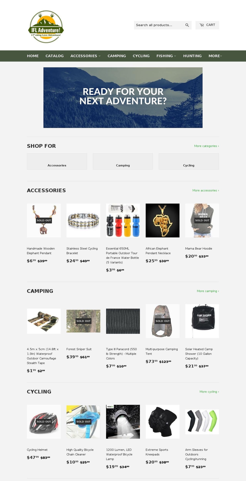 ifladventure.com — Shopify storefront screenshot