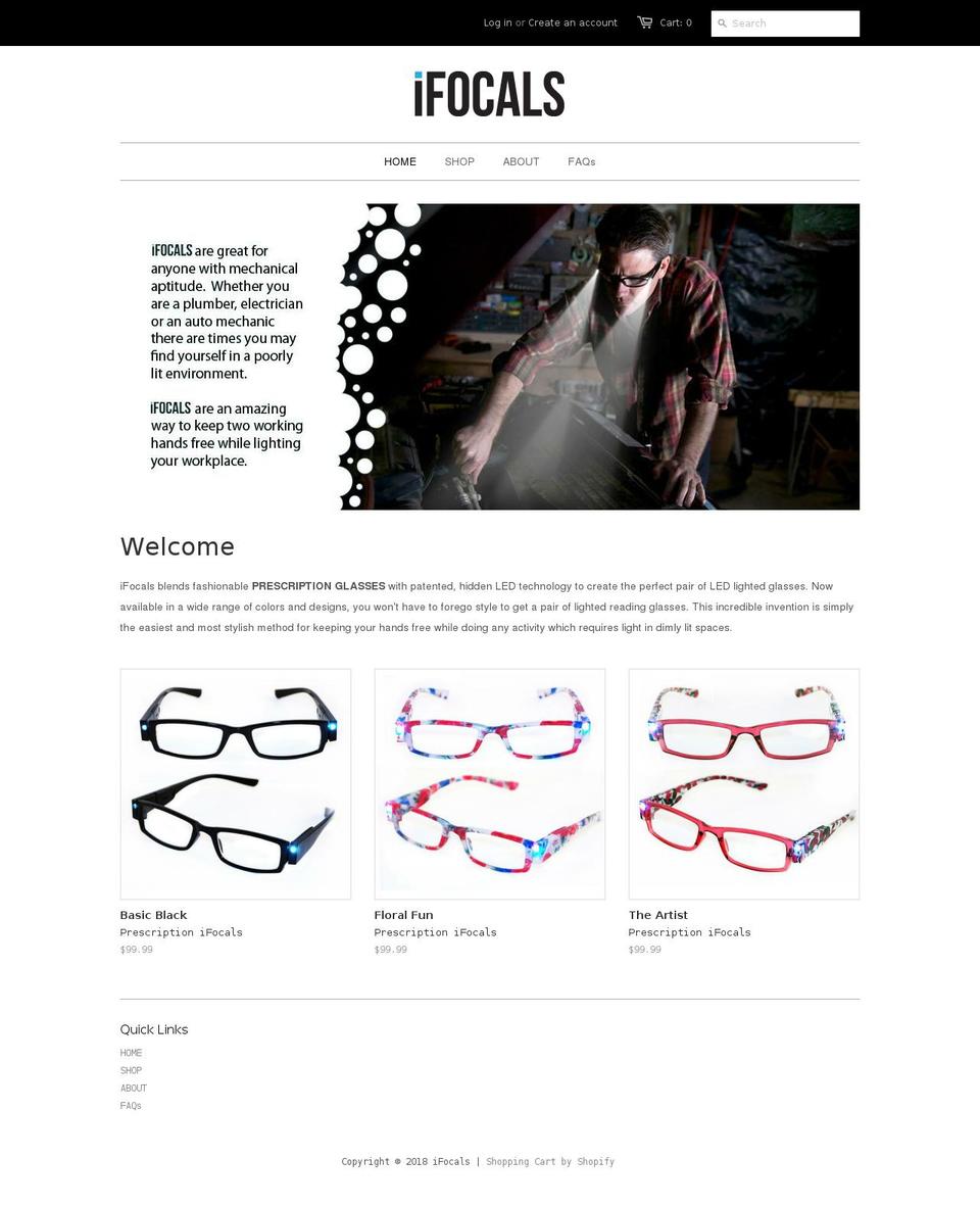 ifocals.com — Shopify storefront screenshot
