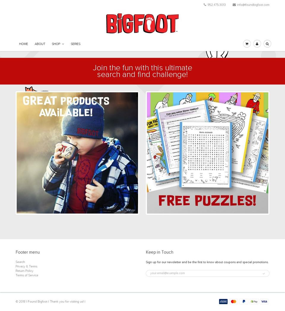 ifoundbigfoot.com — Shopify storefront screenshot