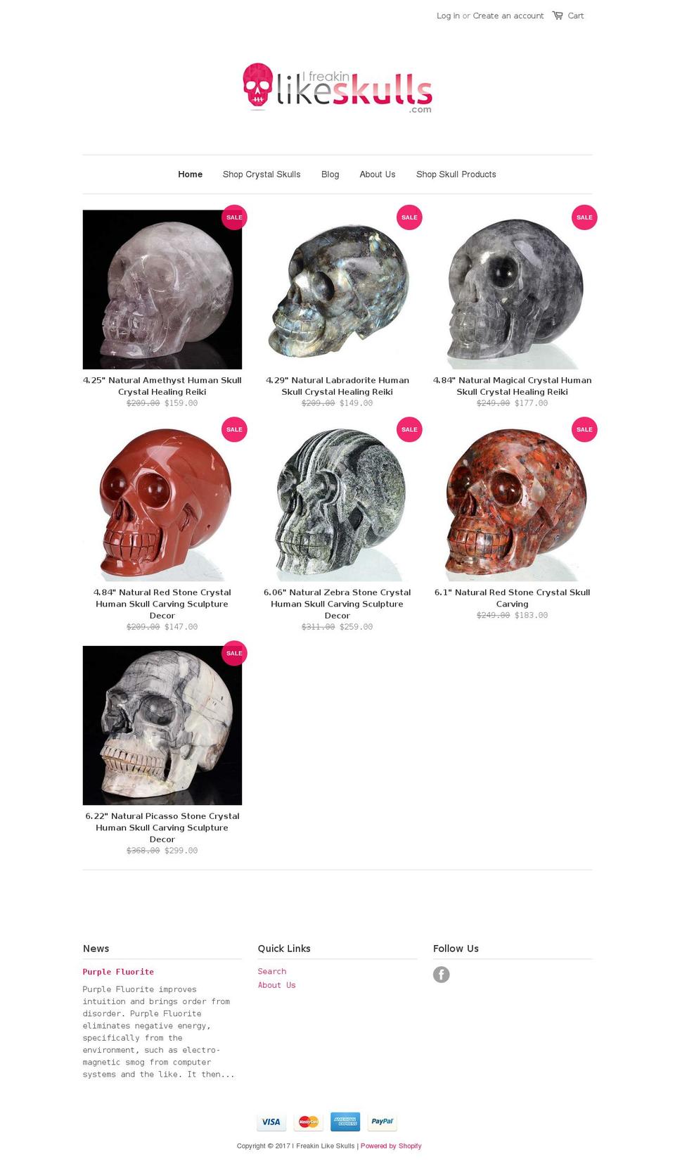 ifreakinlikeskulls.com shopify website screenshot