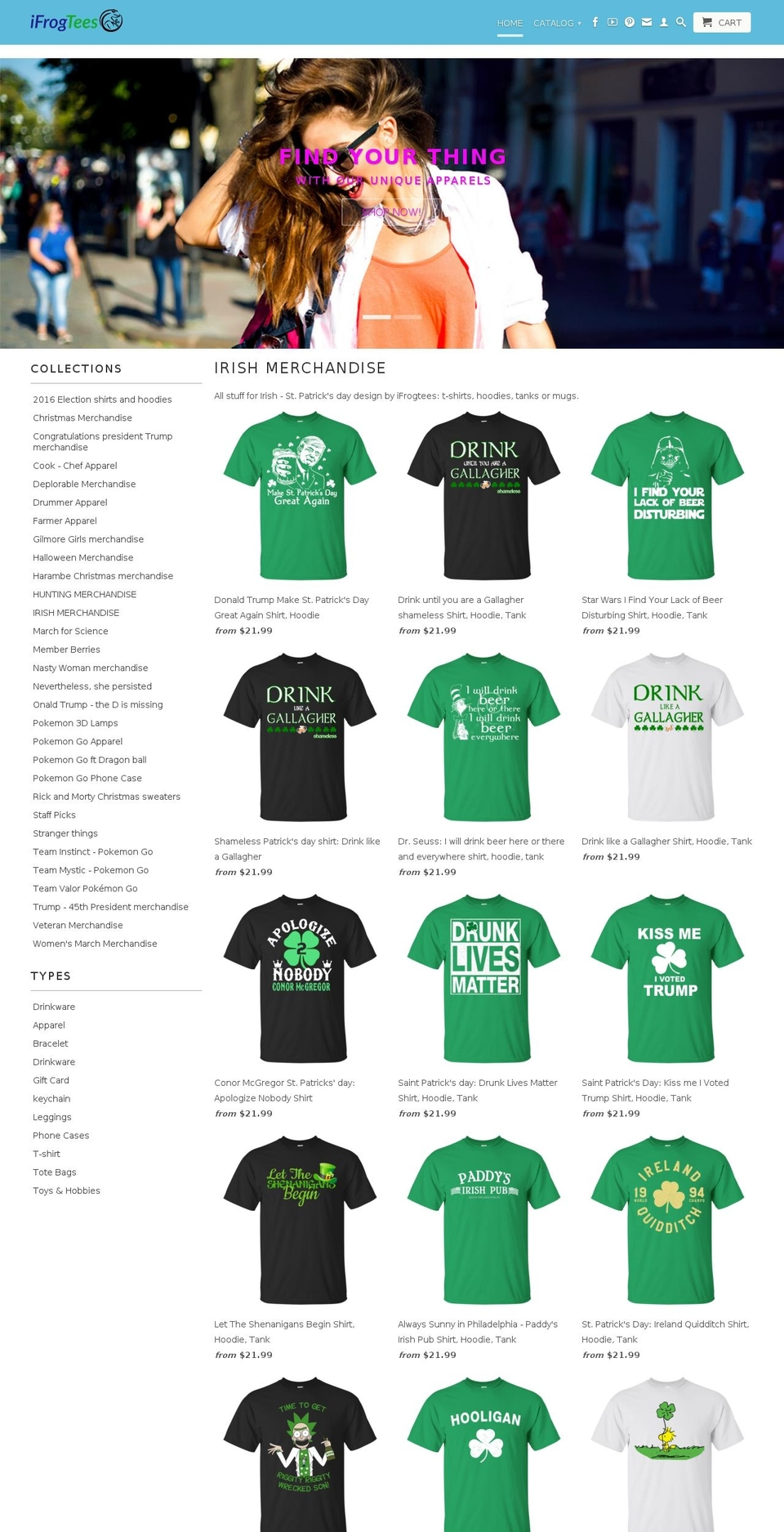 Minimog Shopify theme site example ifrogtees.com