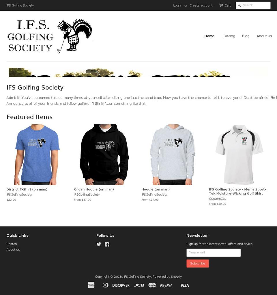 ifsgolfingsociety.com — Shopify storefront screenshot