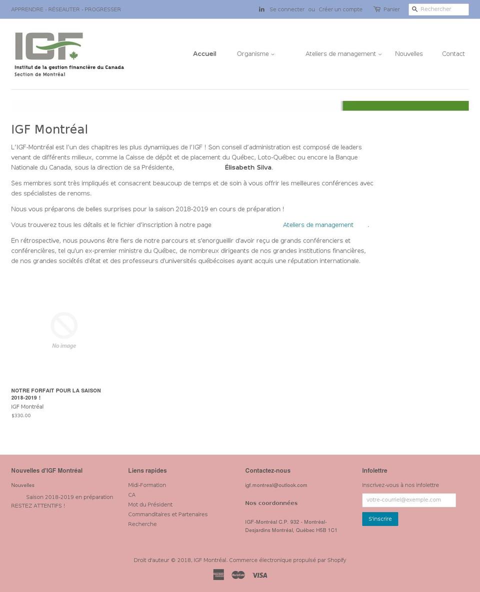 igfmontreal.ca shopify website screenshot