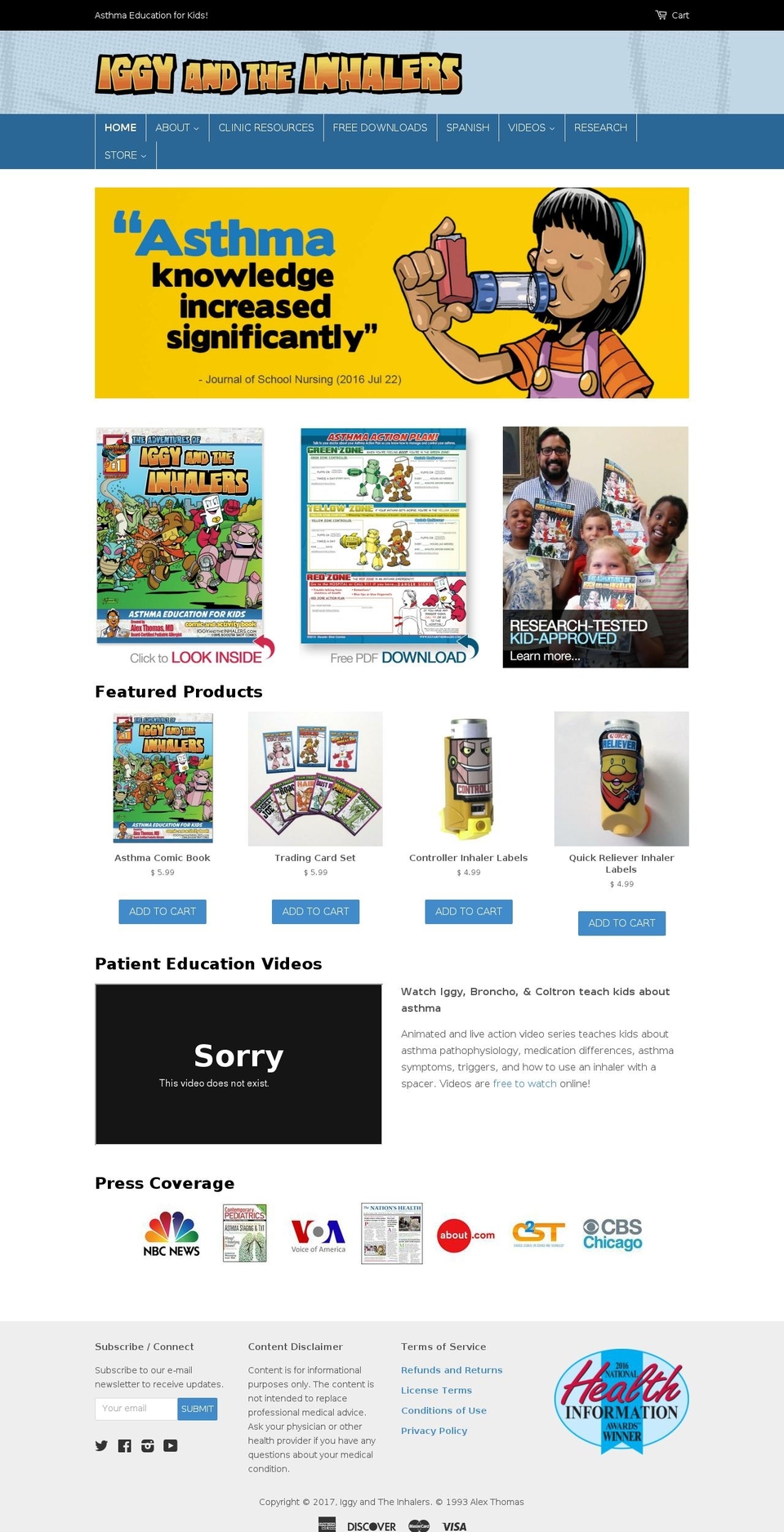 iggyandtheinhalers.com shopify website screenshot