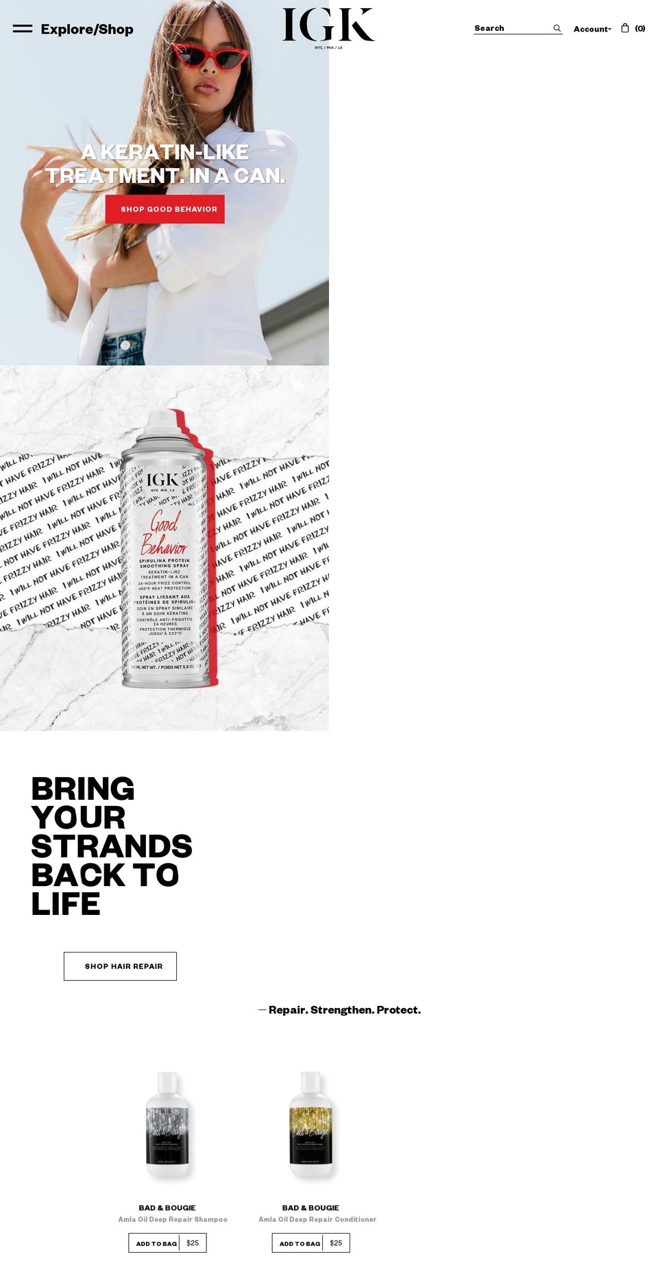 IGK Hair Shopify theme site example igk-salon.com
