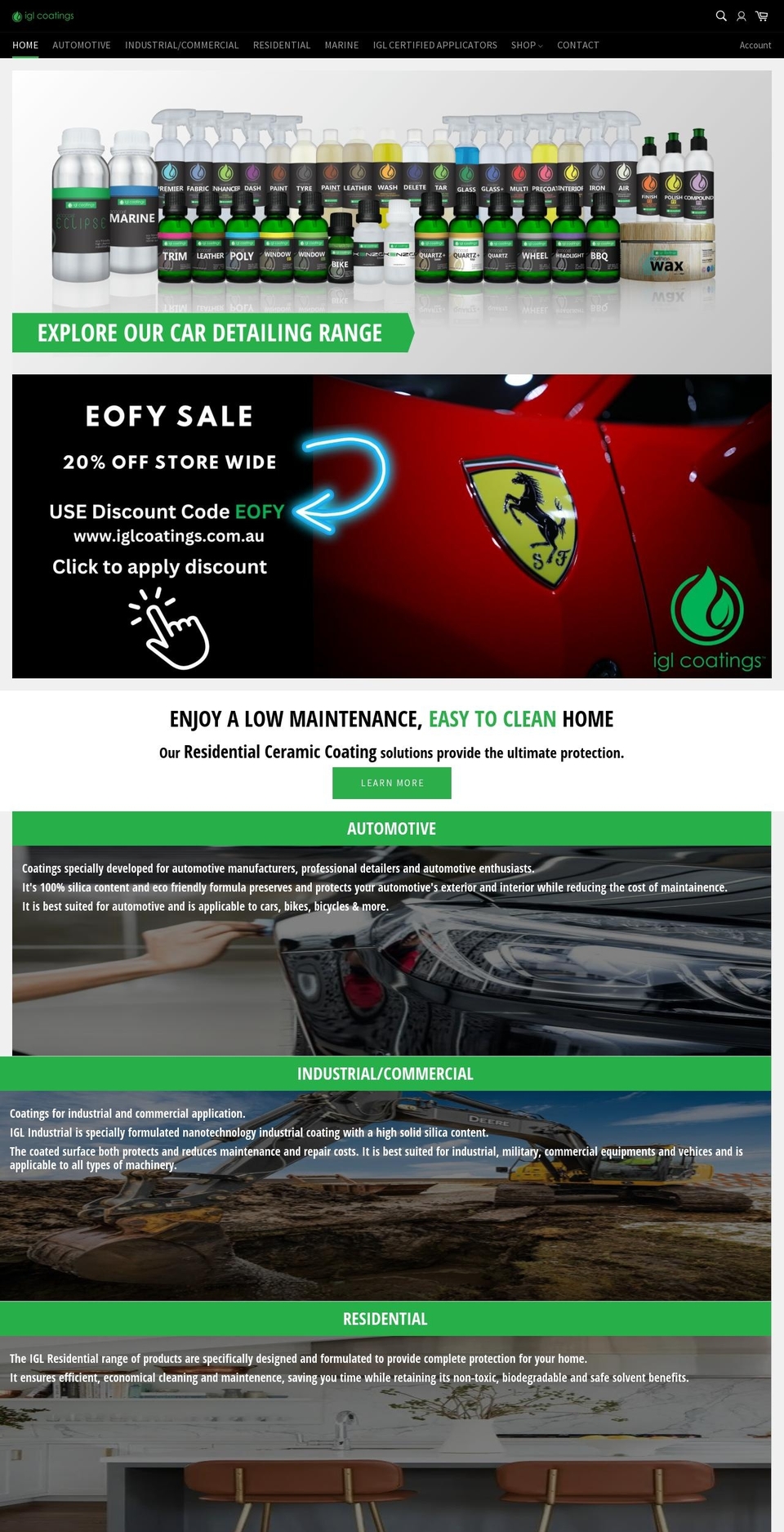 iglcoatings.com.au shopify website screenshot