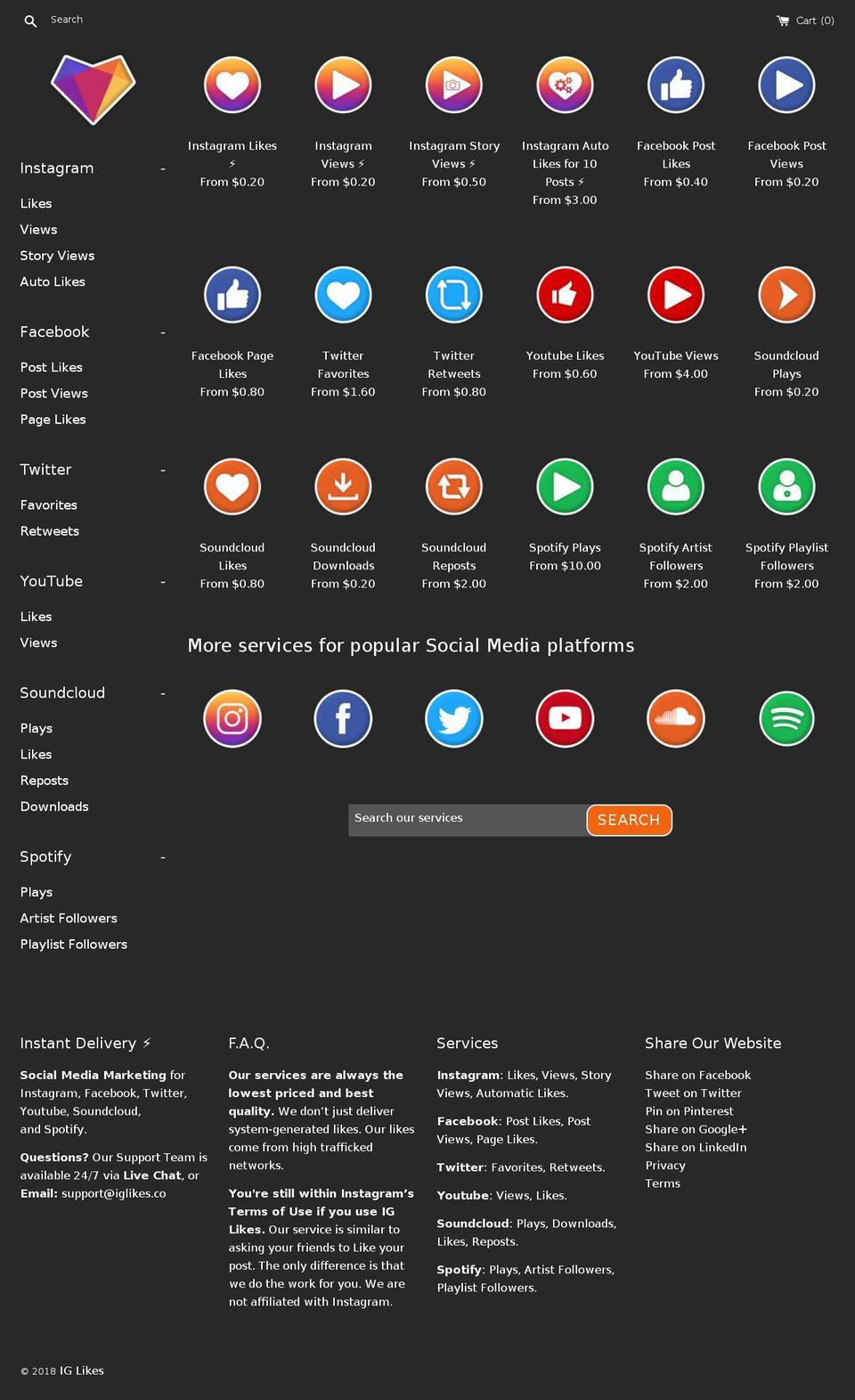 iglikes.com — Shopify storefront screenshot