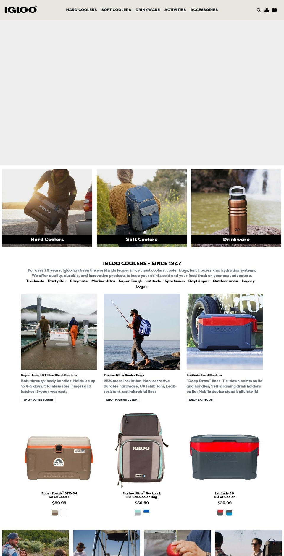 igloocoolers.net shopify website screenshot