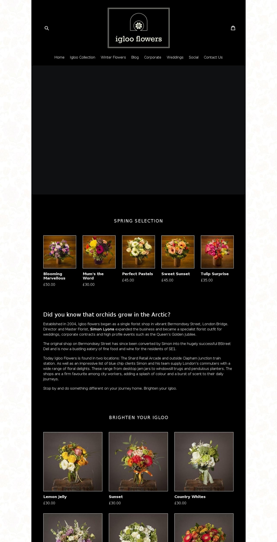 iglooflowers.com shopify website screenshot