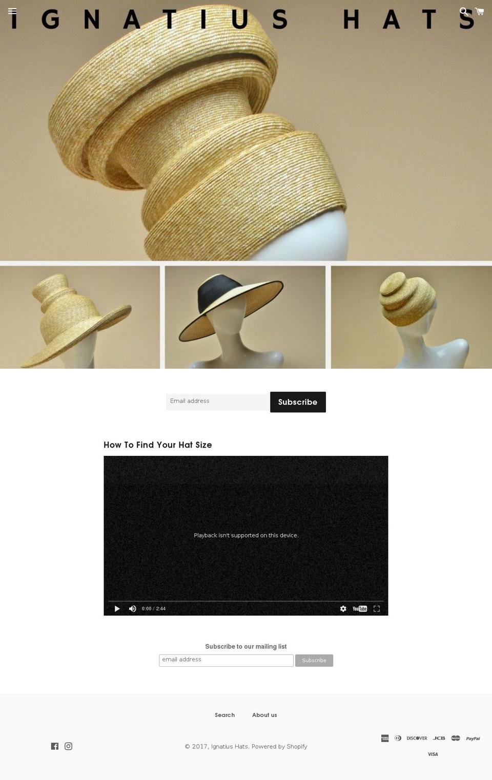 ignatiushats.com shopify website screenshot