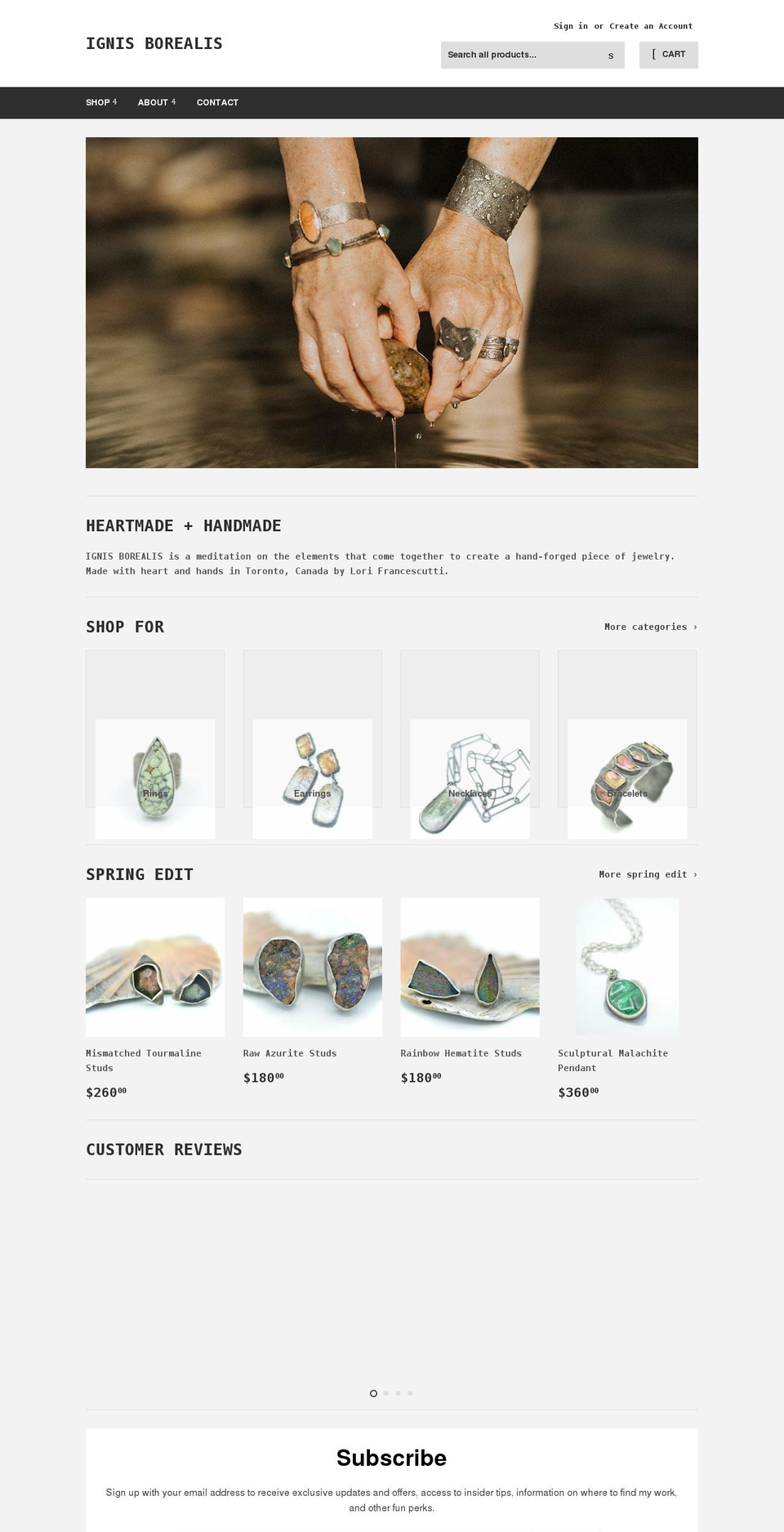 ignisborealis.com shopify website screenshot