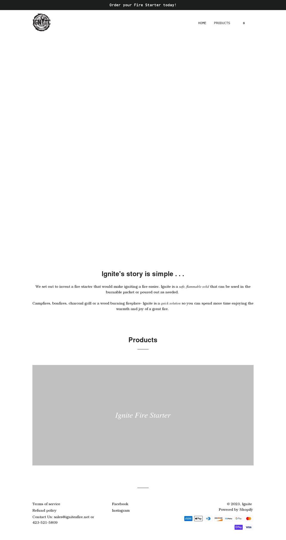 igniteafire.net shopify website screenshot