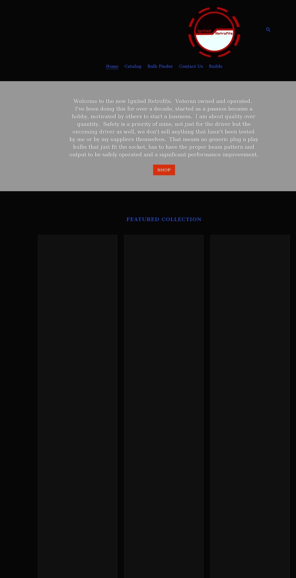 ignitedretrofits.com shopify website screenshot