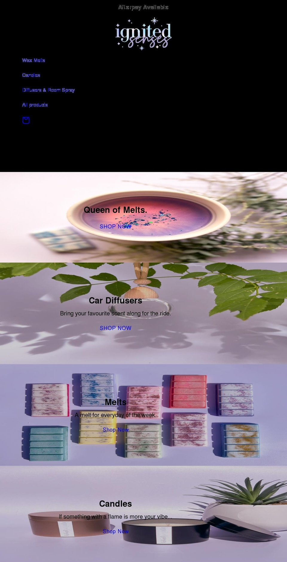 ignitedsenses.com shopify website screenshot