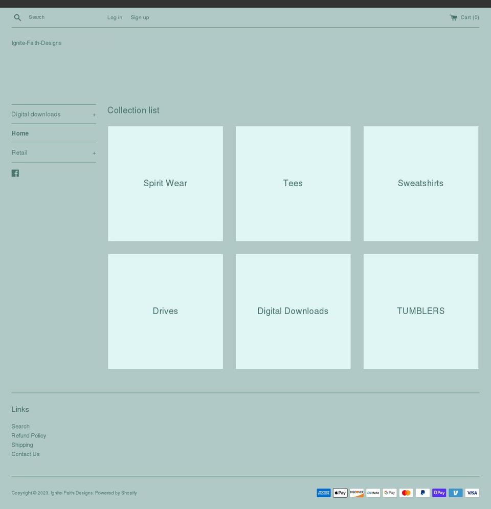 ignitefaithdesigns.com shopify website screenshot